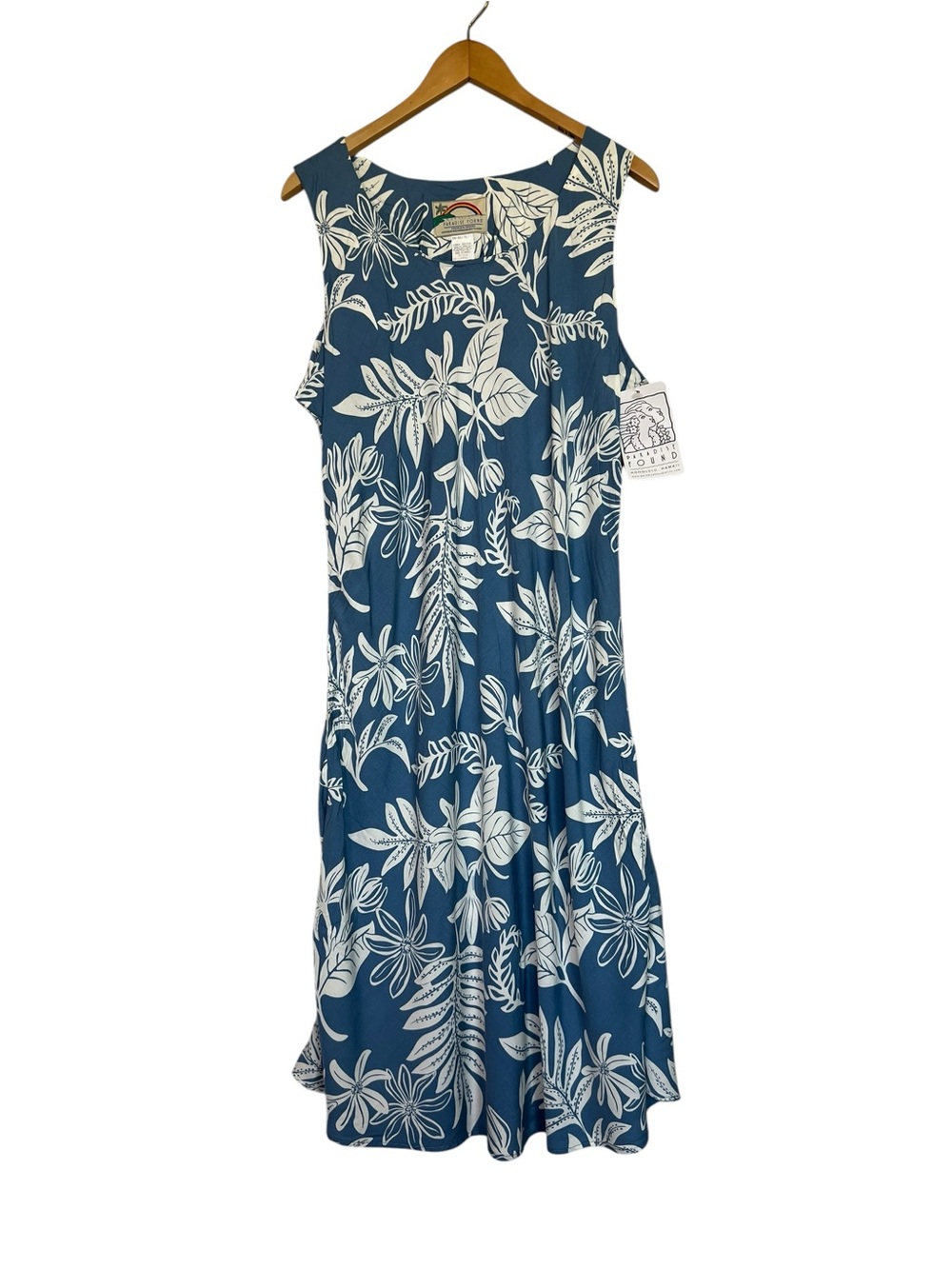 Paradise Found NWT 2X Blue Hawaiian Tropical Print Sleeveless Dress